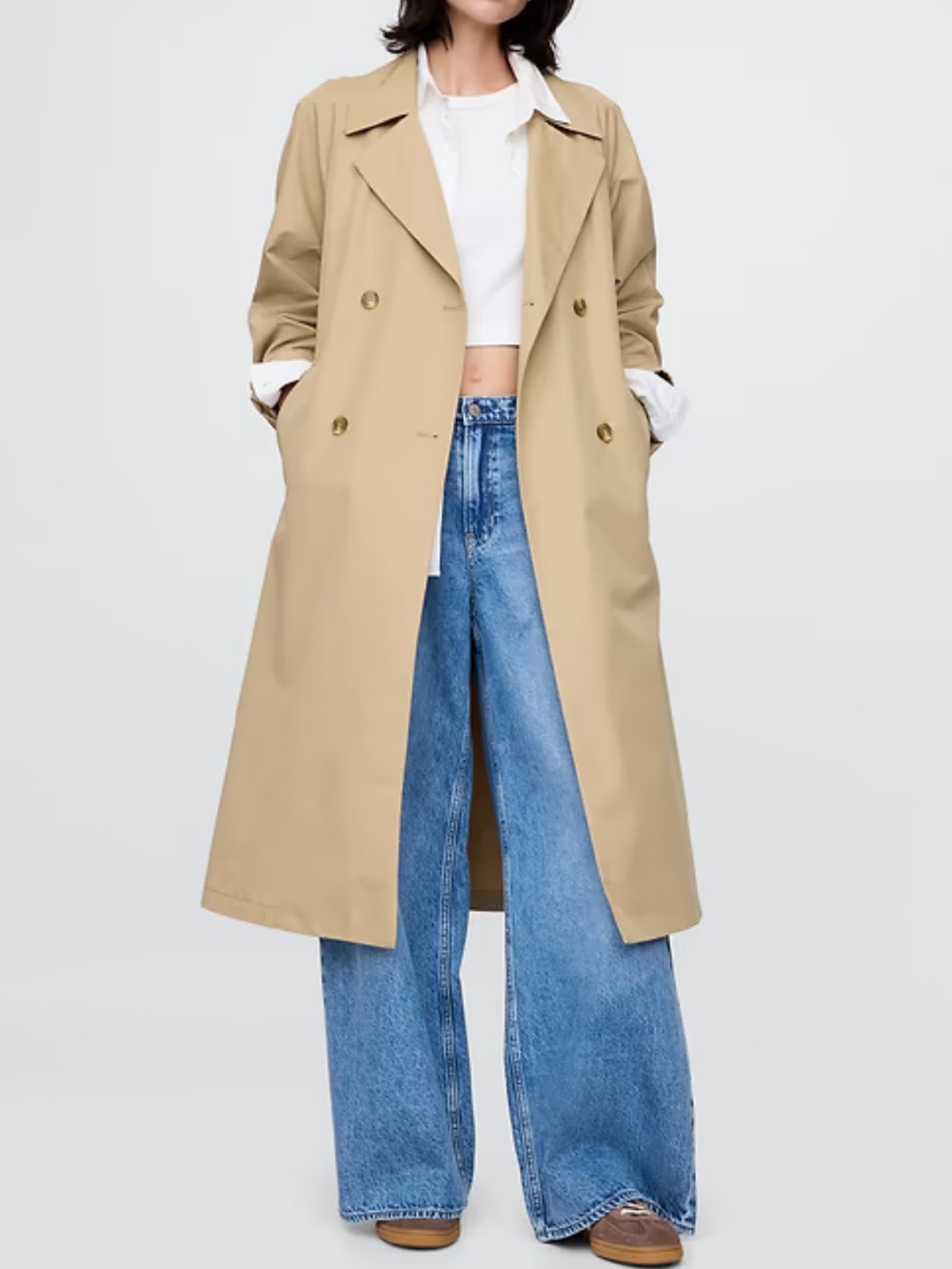 Gap Classic Icon Trench Coat Double Breasted Khaki Tan Relaxed Fit Sz XXL NWT